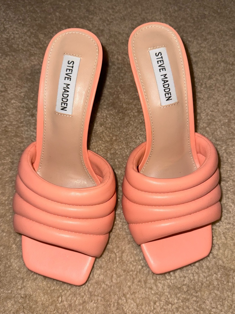 Steve Madden Coral Pink Quilted Slide Mules